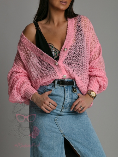 Sweter ażurowy Musito różowy