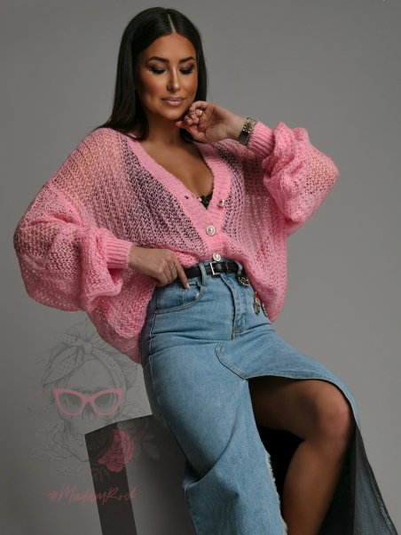 Sweter ażurowy Musito różowy