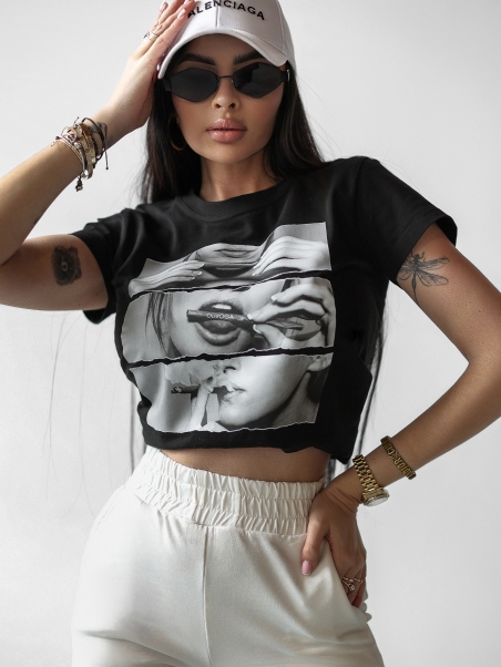 T-shirt taliowany LABIOS...