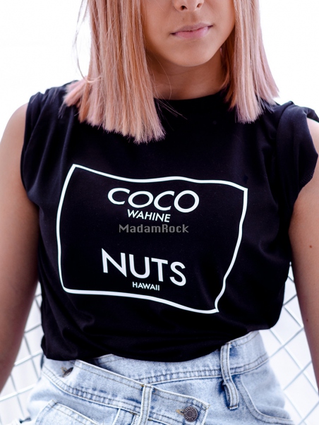 T-shirt bawełniany Coco czarny