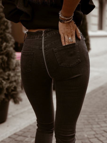Spodnie jeansowe zip czarne