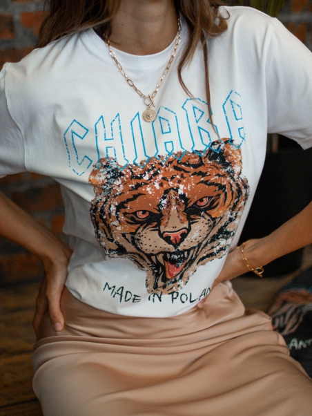 T-shirt z tygrysem Ozi biały