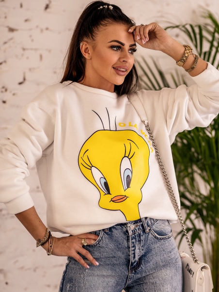 Bluza bawełniana Tweety ecru