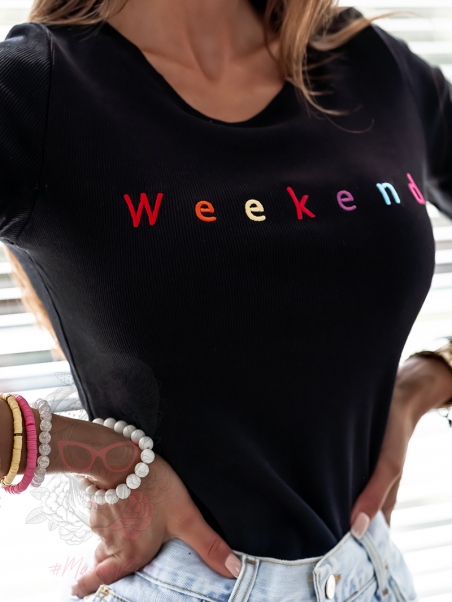 T-shirt prążkowany Weekend...