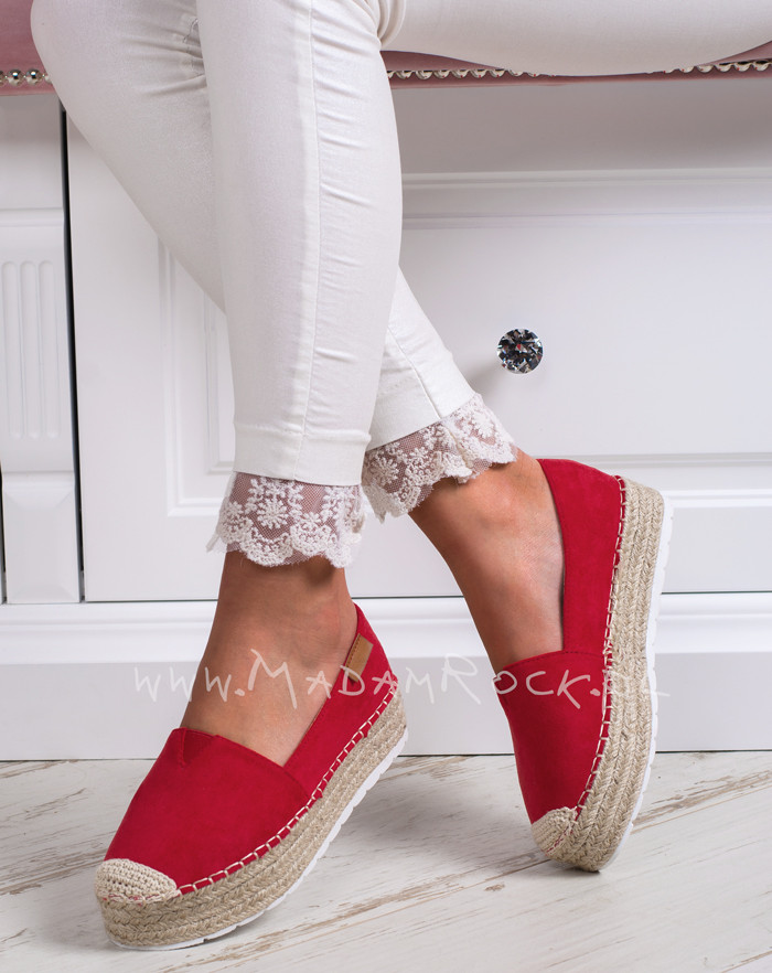Espadryle na platformie Tiamo czerwone