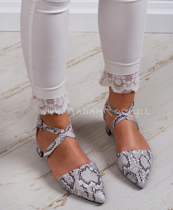 Balerinki na paski Madam Unikat wężowe