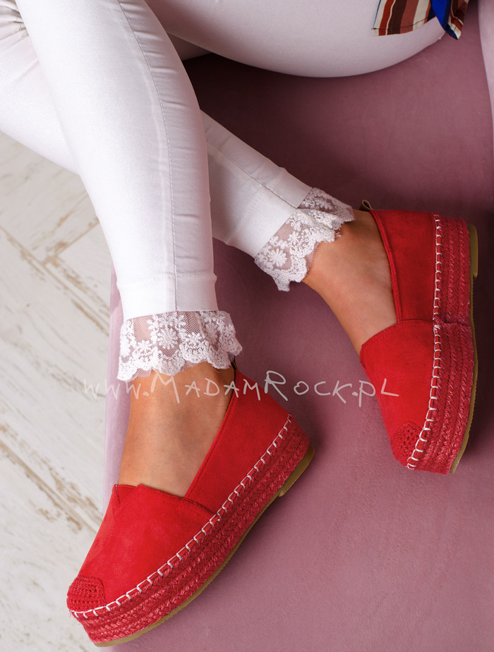 Espadryle na platformie Lady Malawi czerwone