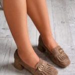 Czółenka na klocku Madam Docci karmelowe