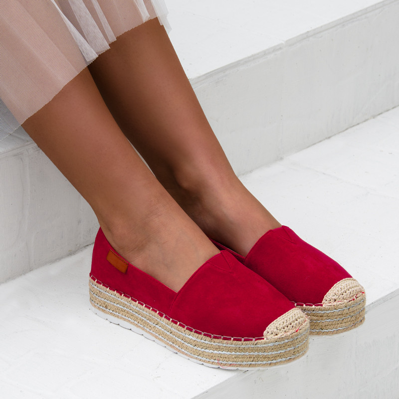 Espadryle na platformie Madam Hilo czerwone