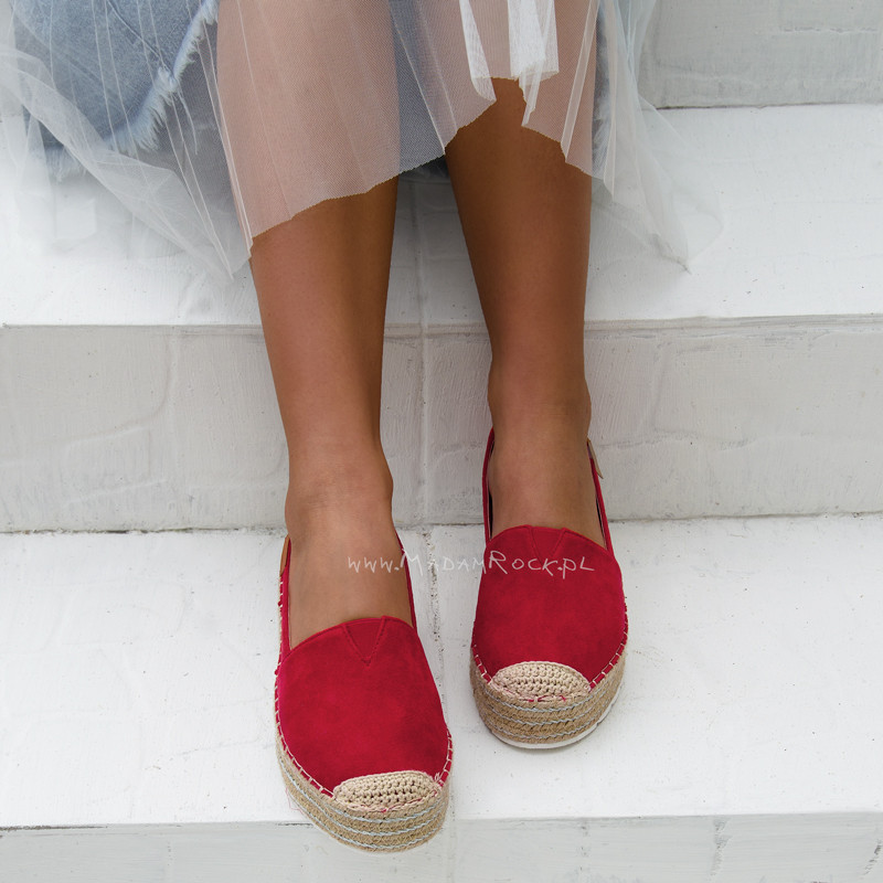Espadryle na platformie Madam Hilo czerwone