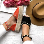 Espadryle na platformie Madam Kamelia pomarańczowe