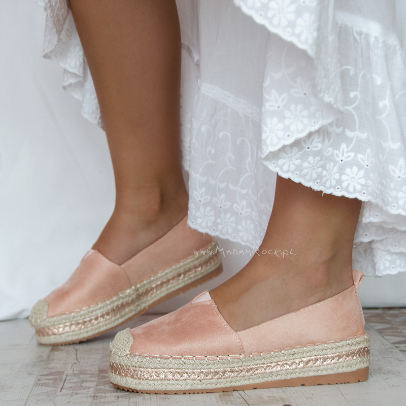 Espadryle na platformie Madam Peonis pudrowe