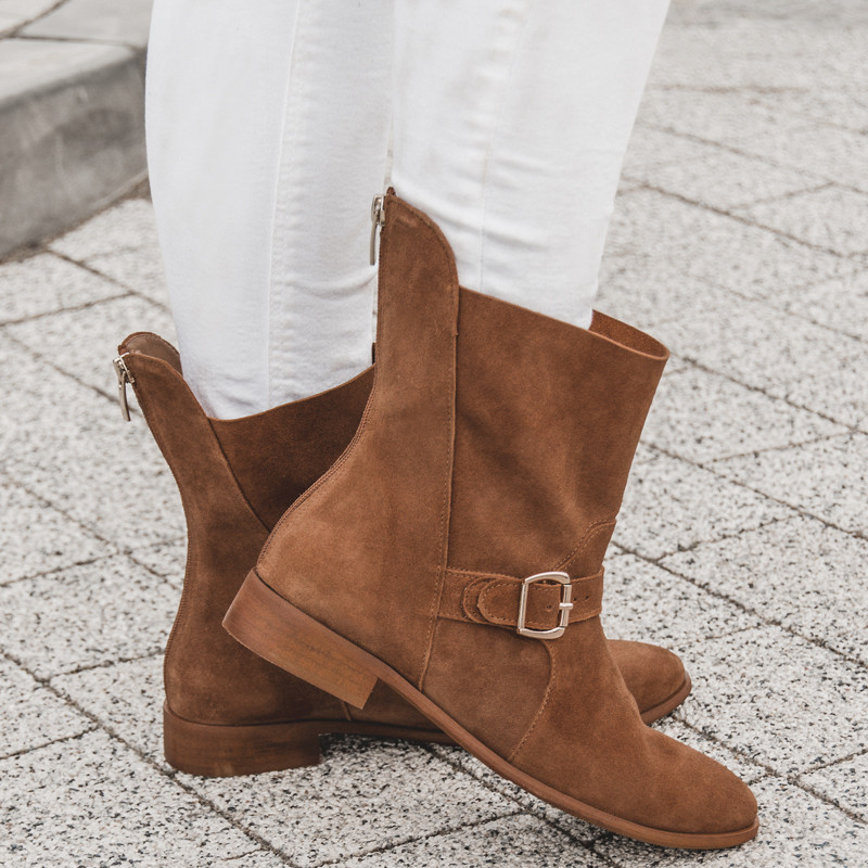 Botki zamszowe Lady Manzana karmelowe Botki zamszowe Lady Manzana karmelowe