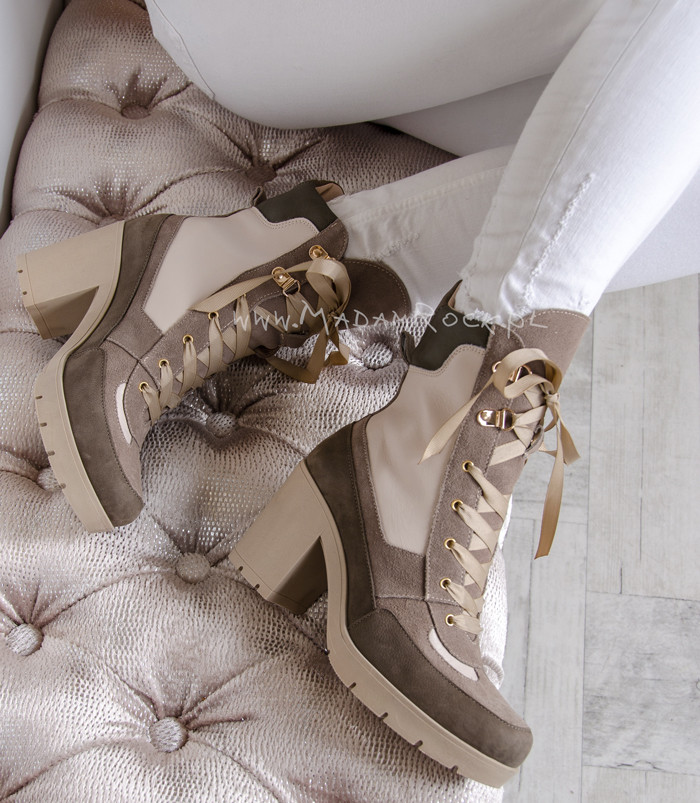 Botki skórzane Lady Dessert khaki