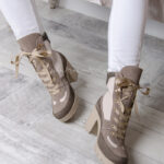 Botki skórzane Lady Dessert khaki