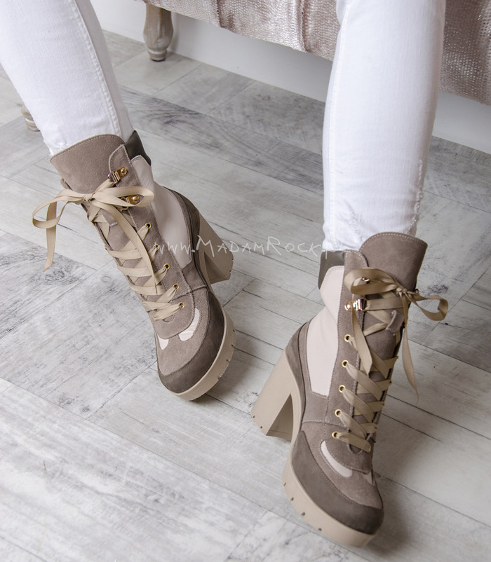 Botki skórzane Lady Dessert khaki