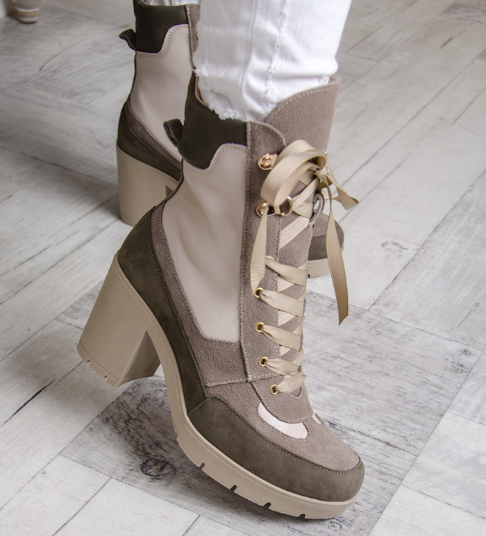 Botki skórzane Lady Dessert khaki