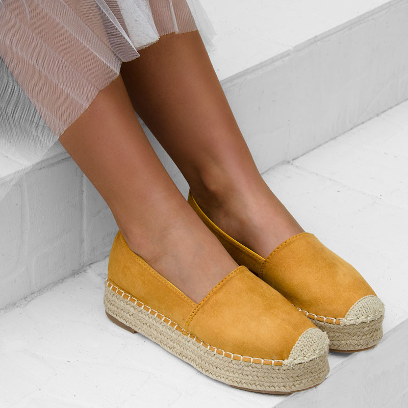 Espadryle na platformie Madam Teka żółte