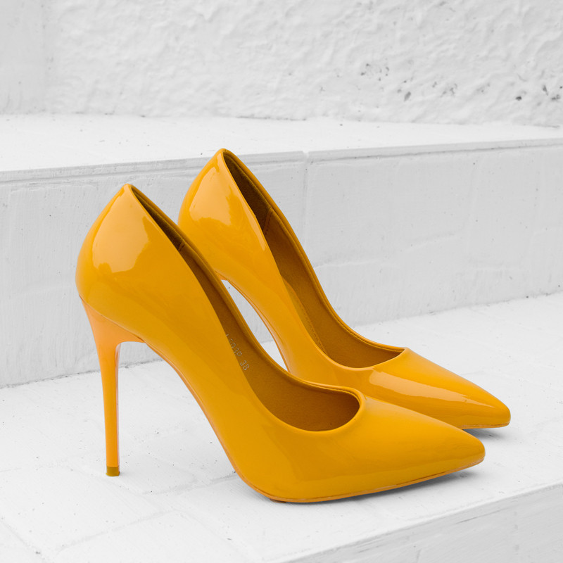 Czółenka szpilki Madam Positivi żółte