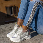 Sneakersy koturny Lady Metalic białe