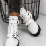 Botki z wycięciami Rock Control białe lakierowane