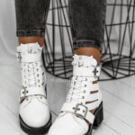 Botki z wycięciami Rock Control białe lakierowane