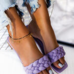 Klapki plecione Madam Bocco fioletowe