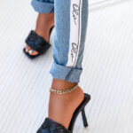 Klapki plecione na szpilce Madam Veneto czarne