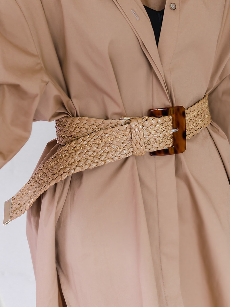 Pasek pleciony szeroki c. beżowy