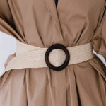 Pasek pleciony gumowy beżowy II