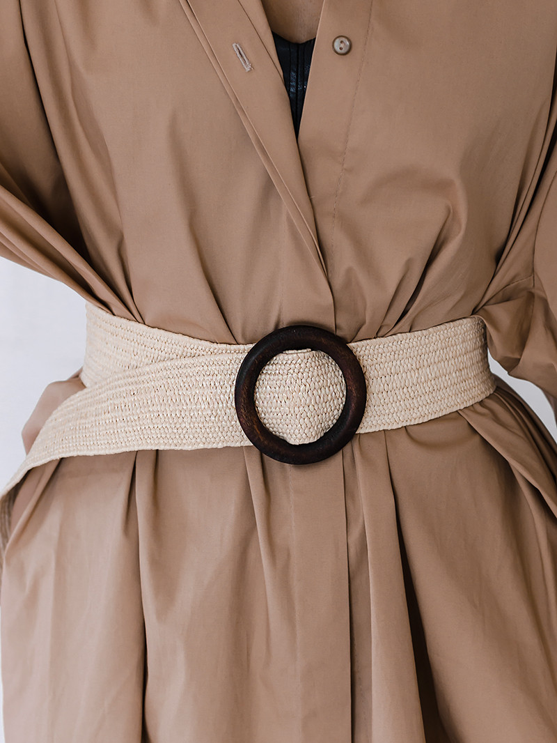 Pasek pleciony gumowy beżowy II