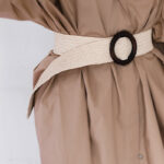 Pasek pleciony gumowy beżowy II