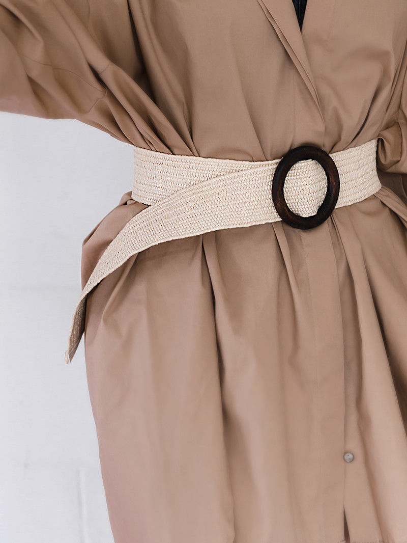 Pasek pleciony gumowy beżowy II