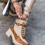 Botki skórzane Madam Dessero beżowe