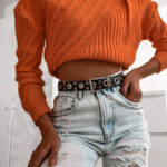 Pasek rockowy z łańcuszkiem Multi czarny / srebrny