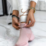 Botki skarpety Madam Beters pudrowe