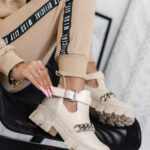 Botki trapery z łańcuchem Rock Strand beżowy