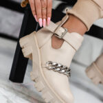 Botki trapery z łańcuchem Rock Strand beżowy