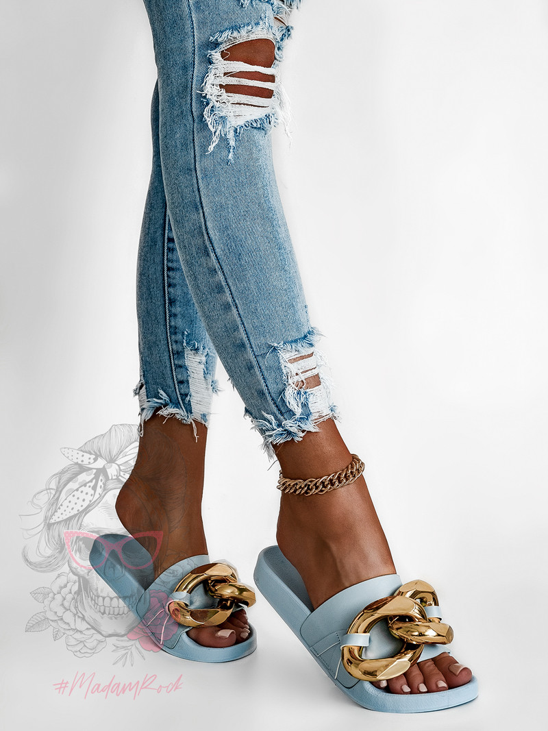 Klapki z ogniwem Madam OnTime błękitne