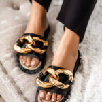 Klapki skórzane Rock Booci Flops czarne