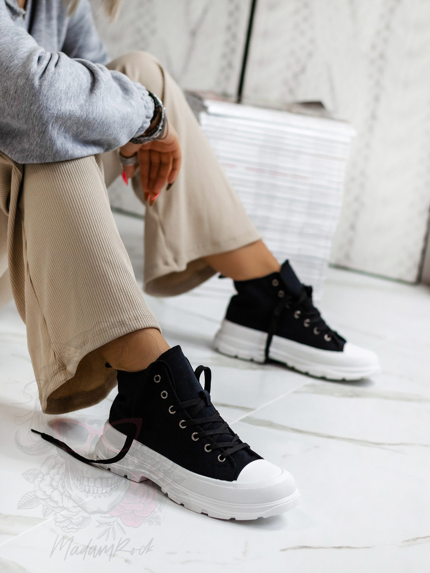 Trampki damskie Benus Rock mid czarne