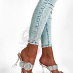 Klapki transparentne Madam Adelle srebrne