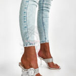 Klapki transparentne Madam Adelle srebrne