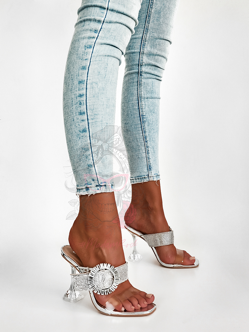 Klapki transparentne Madam Adelle srebrne Klapki transparentne Madam Adelle srebrne