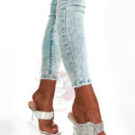 Klapki transparentne Madam Adelle srebrne