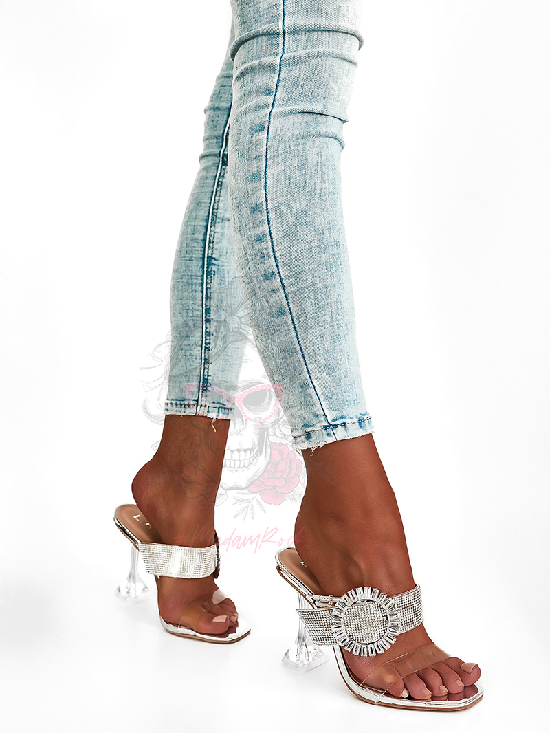 Klapki transparentne Madam Adelle srebrne Klapki transparentne Madam Adelle srebrne