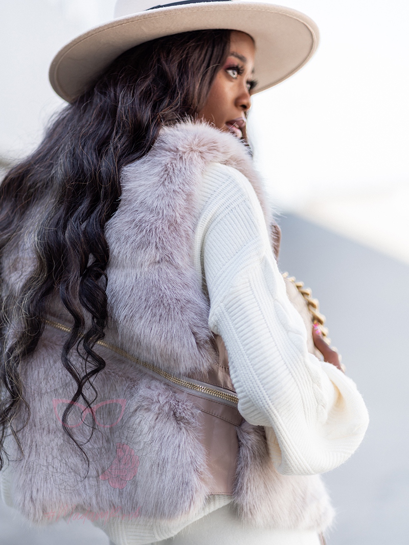 Kamizelka futrzana Luxury cappuccino