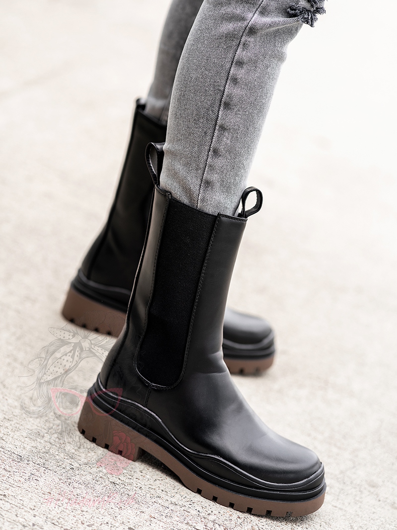 Botki Madam Contrast brown czarne