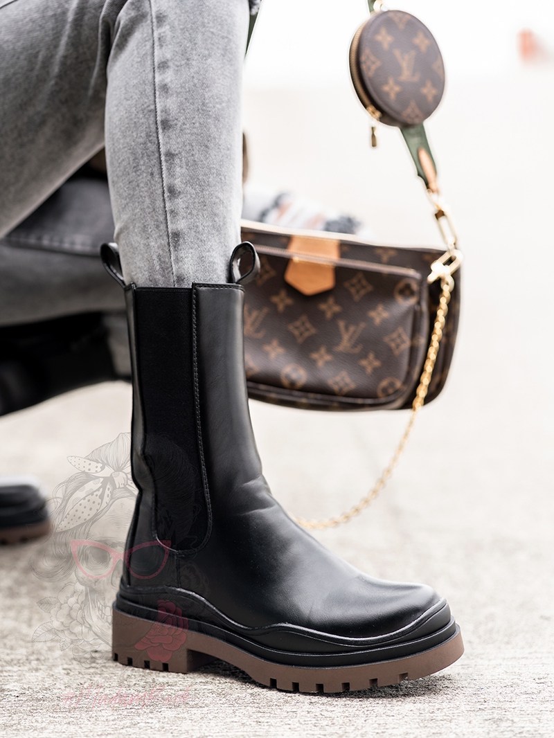 Botki Madam Contrast brown czarne