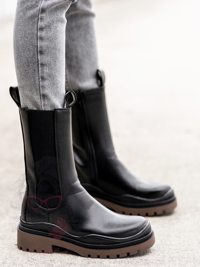 Botki Madam Contrast brown czarne